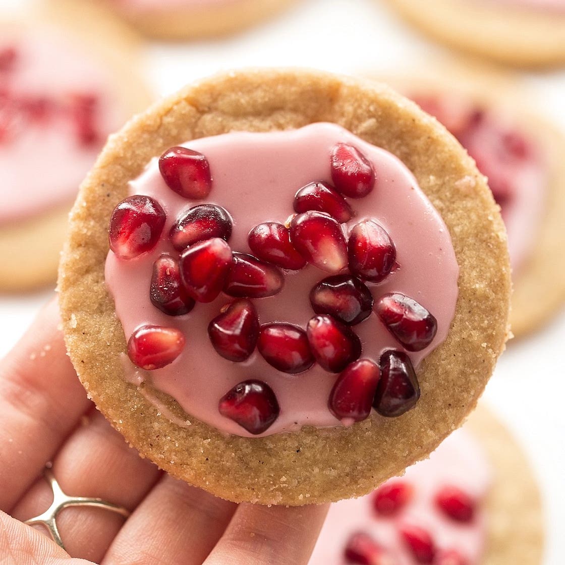 Brown Sugar Shortbread Cookies With Pomegranates | Truffles and Trends