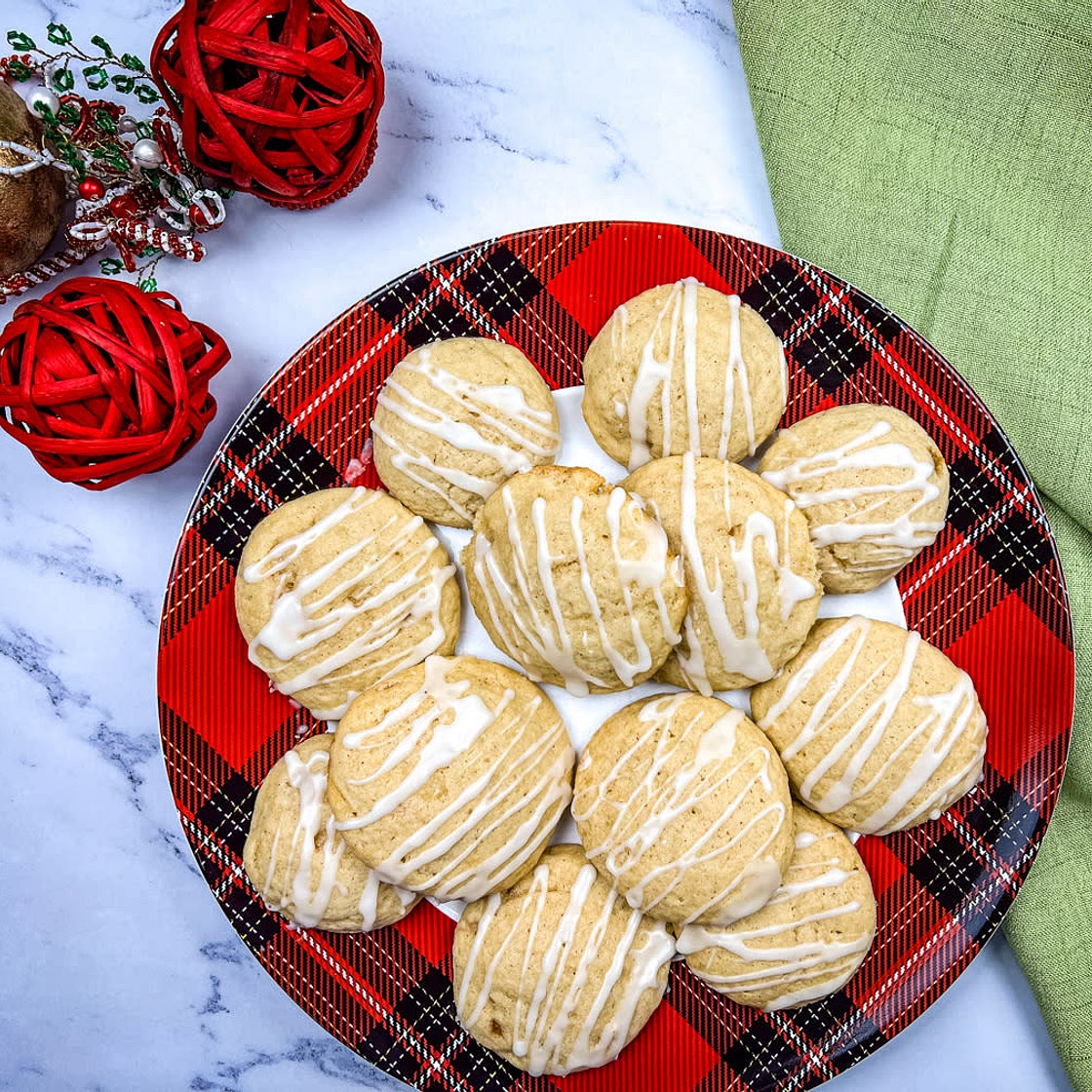 Eggnog Cookies with Spiced Rum Glaze