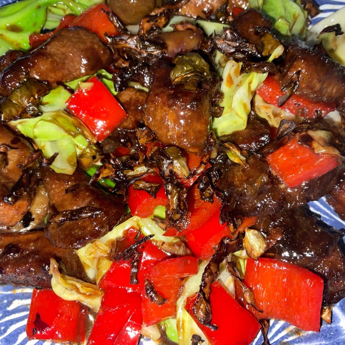 Black Bean Duck, Cabbage and Pepper Stir fry