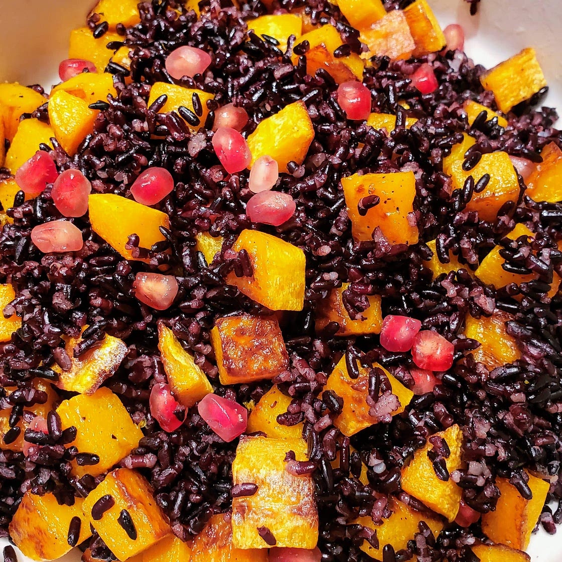 Black rice pilaf with butternut squash