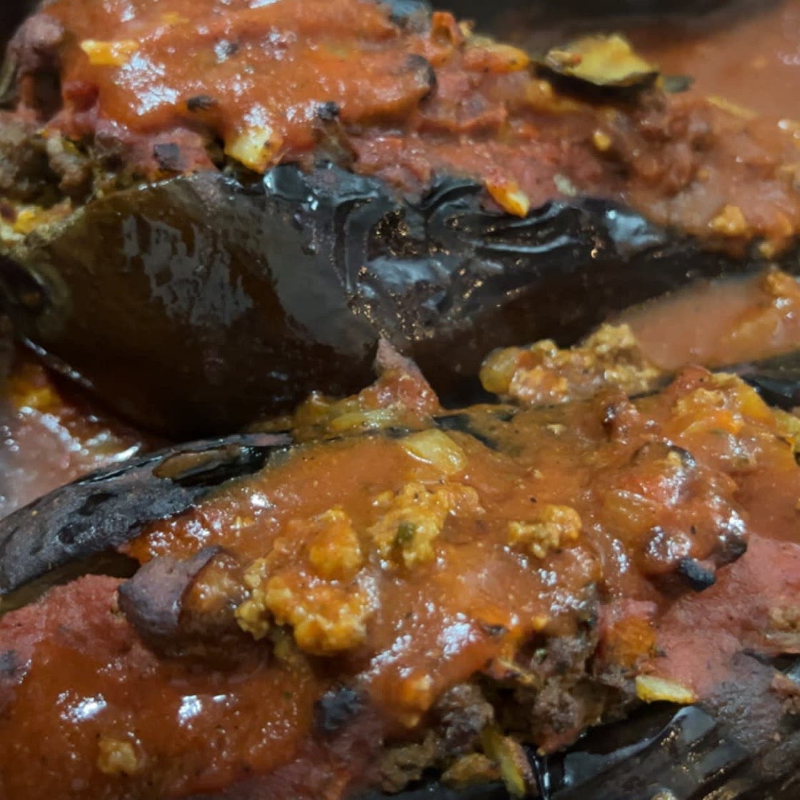 Shexmahshi stuffed eggplant
