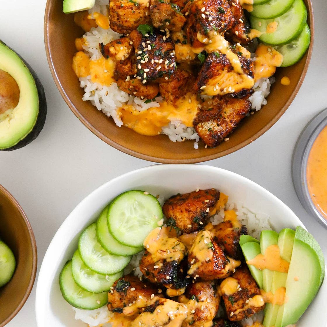 SWEET & SPICY SALMON RICE BOWLS