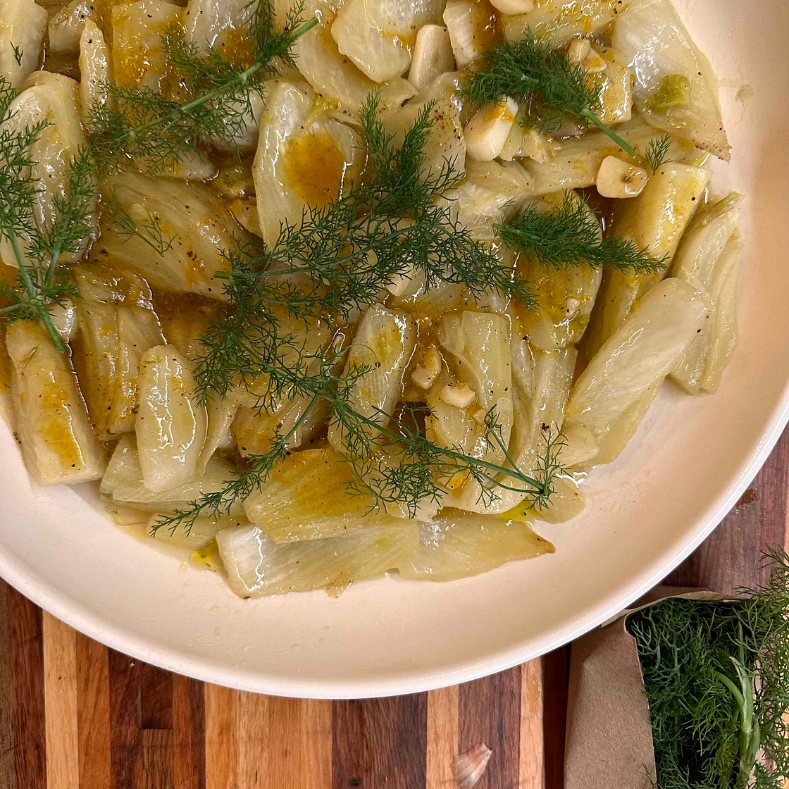 Jewish style braised fennel