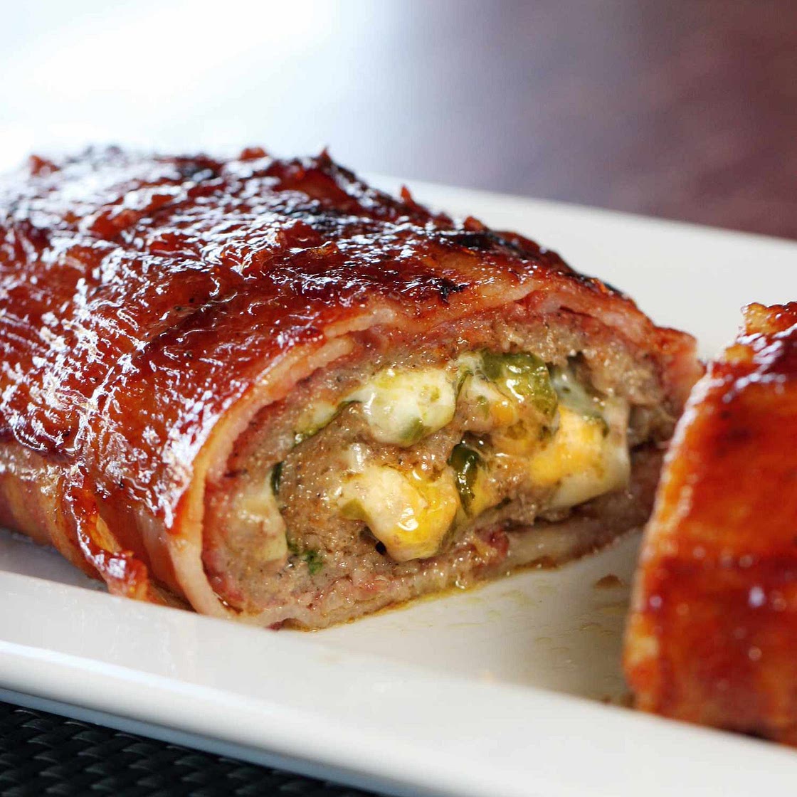 Bacon-Wrapped and Stuffed Breakfast Sausage Fatty