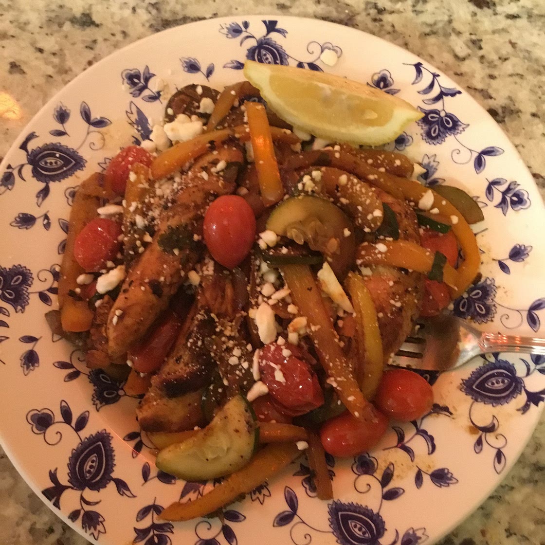 Skillet Lemon Pepper Chicken and Garden Veggies
