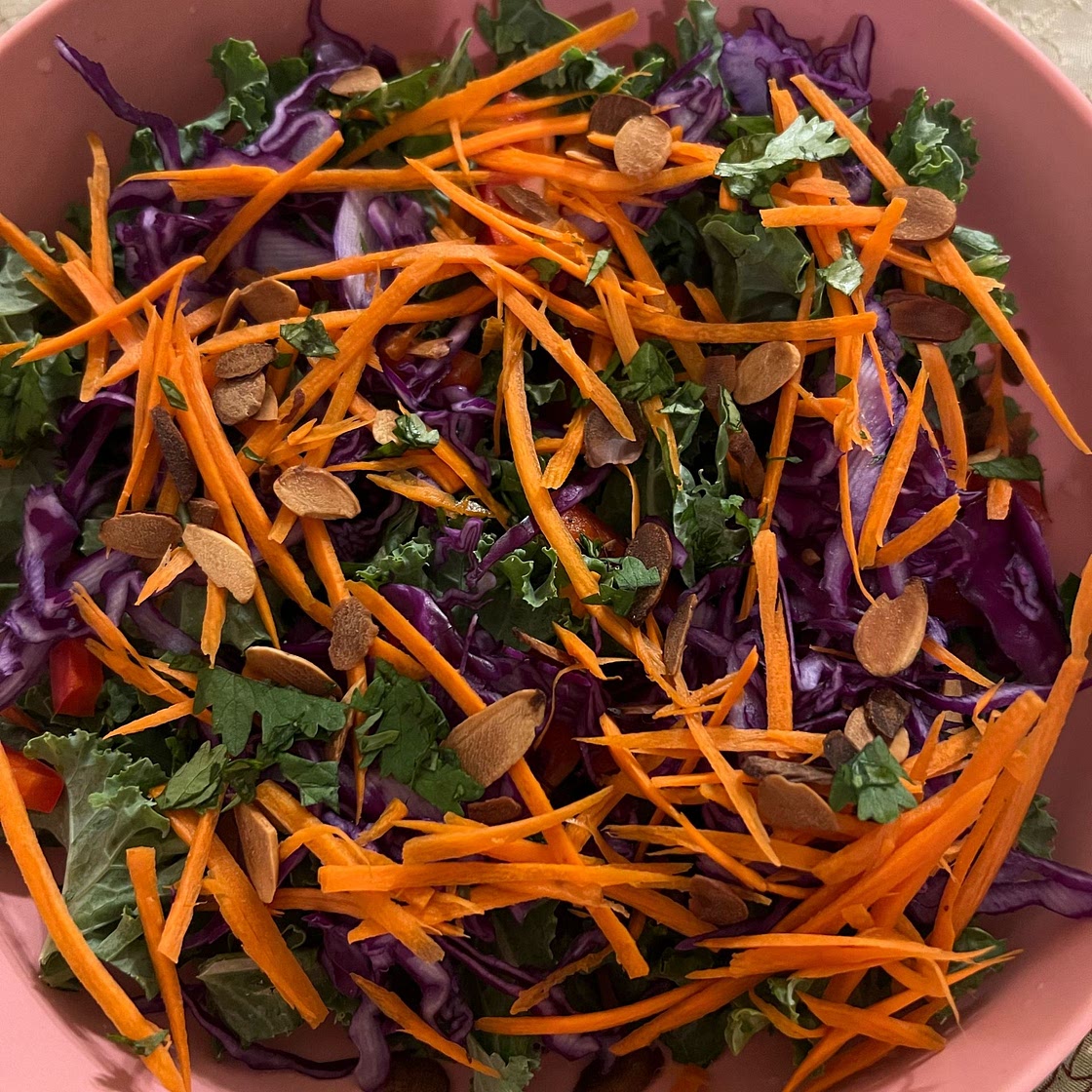 Asian Kale Slaw with Ginger Peanut Dressing