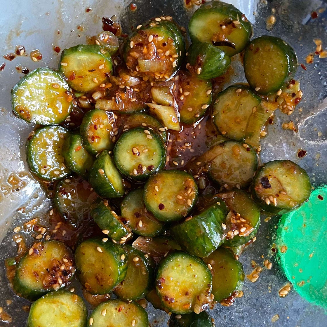 Asian Cucumber Salad with Honey Chili Garlic Vinaigrette