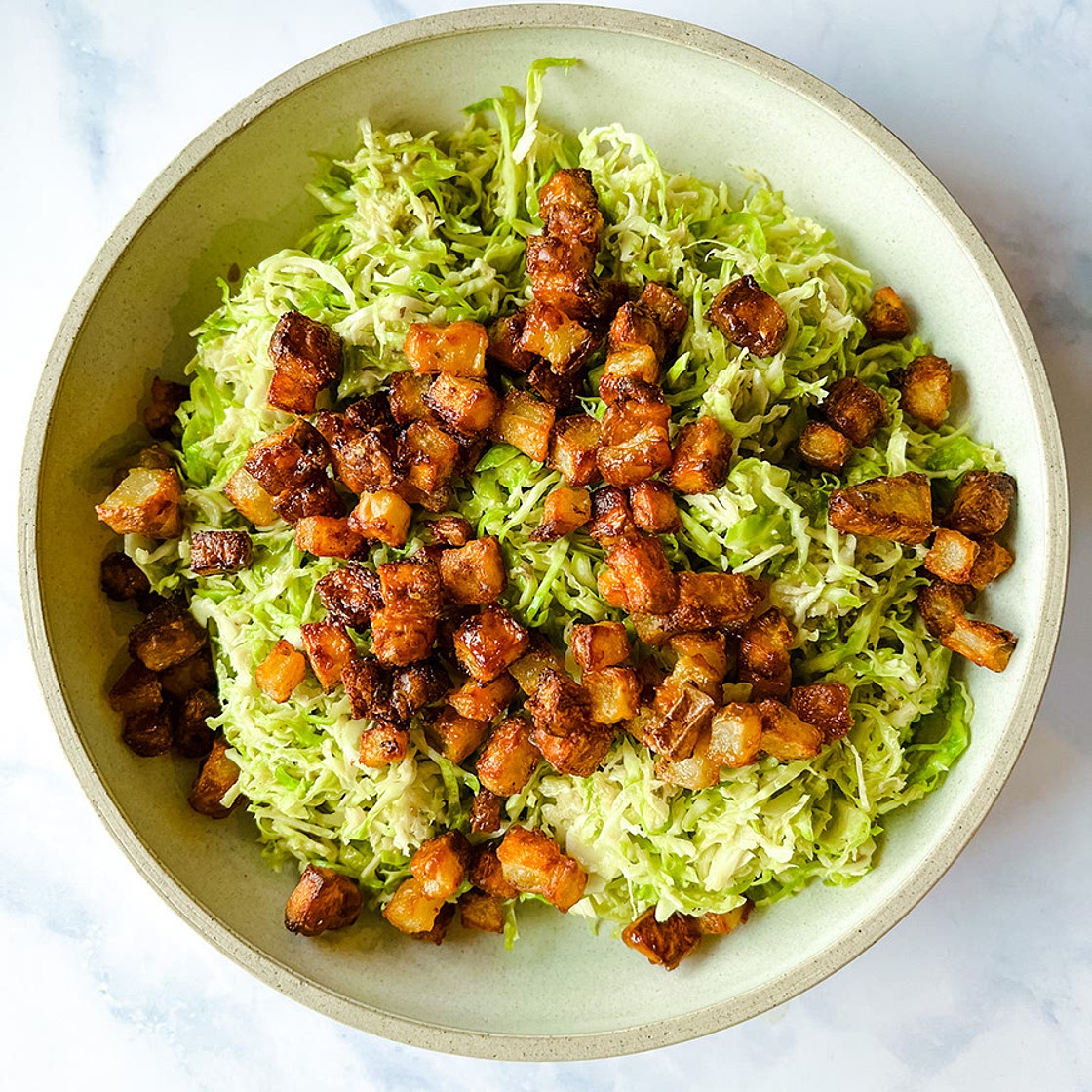 Brussel Sprouts Salad with Crispy Potatoes