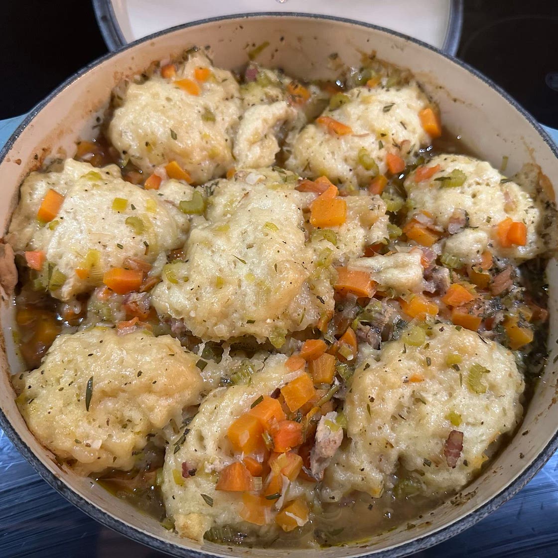 Chicken Soup w/ Cheddar Dumplings