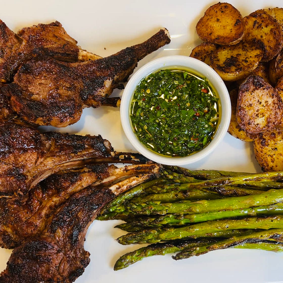 Grilled Lamb chops With Chimichurri Sauce 