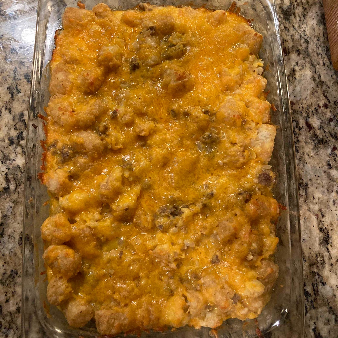 Tater-Tot Casserole with Guacamole!