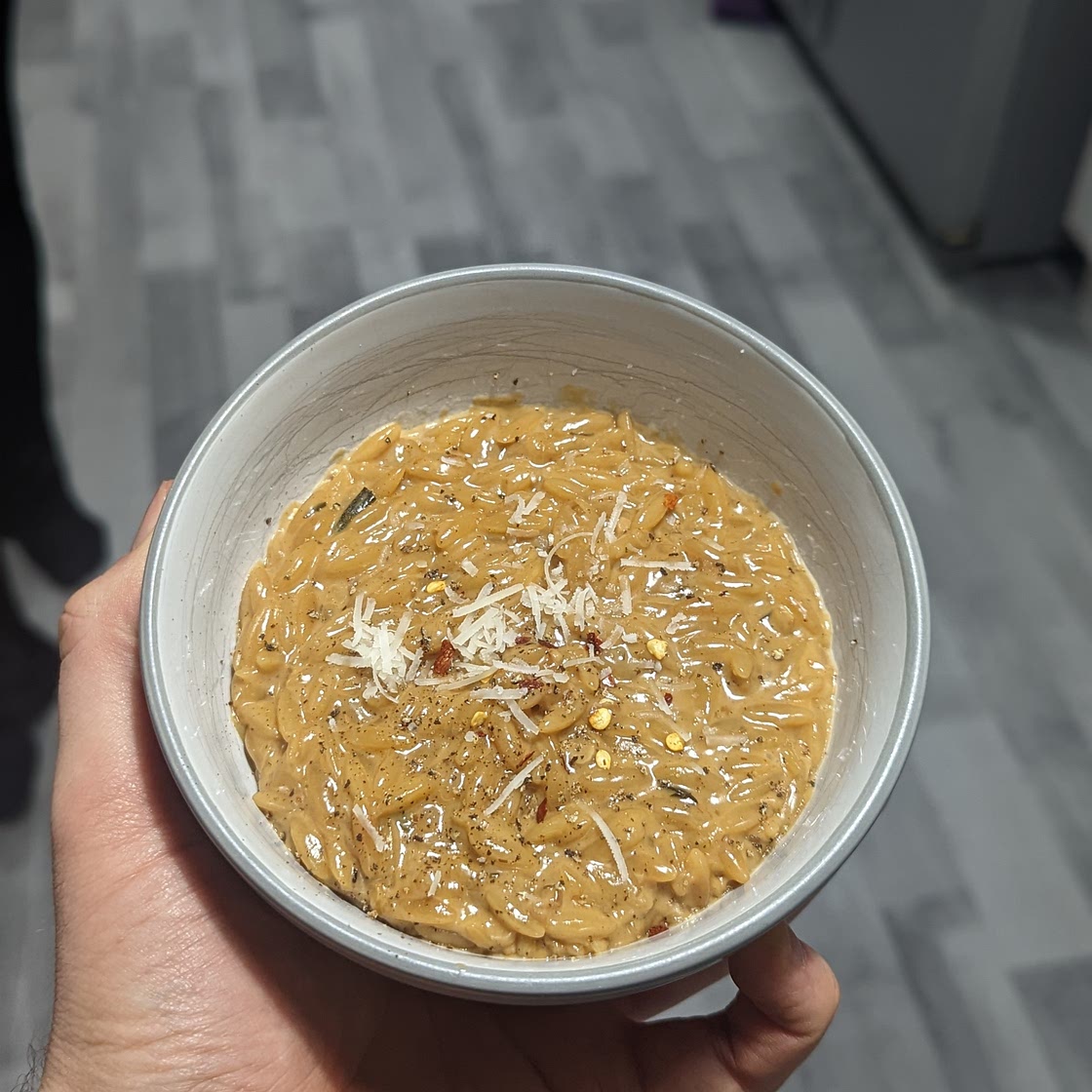 Caramelized shallot orzo