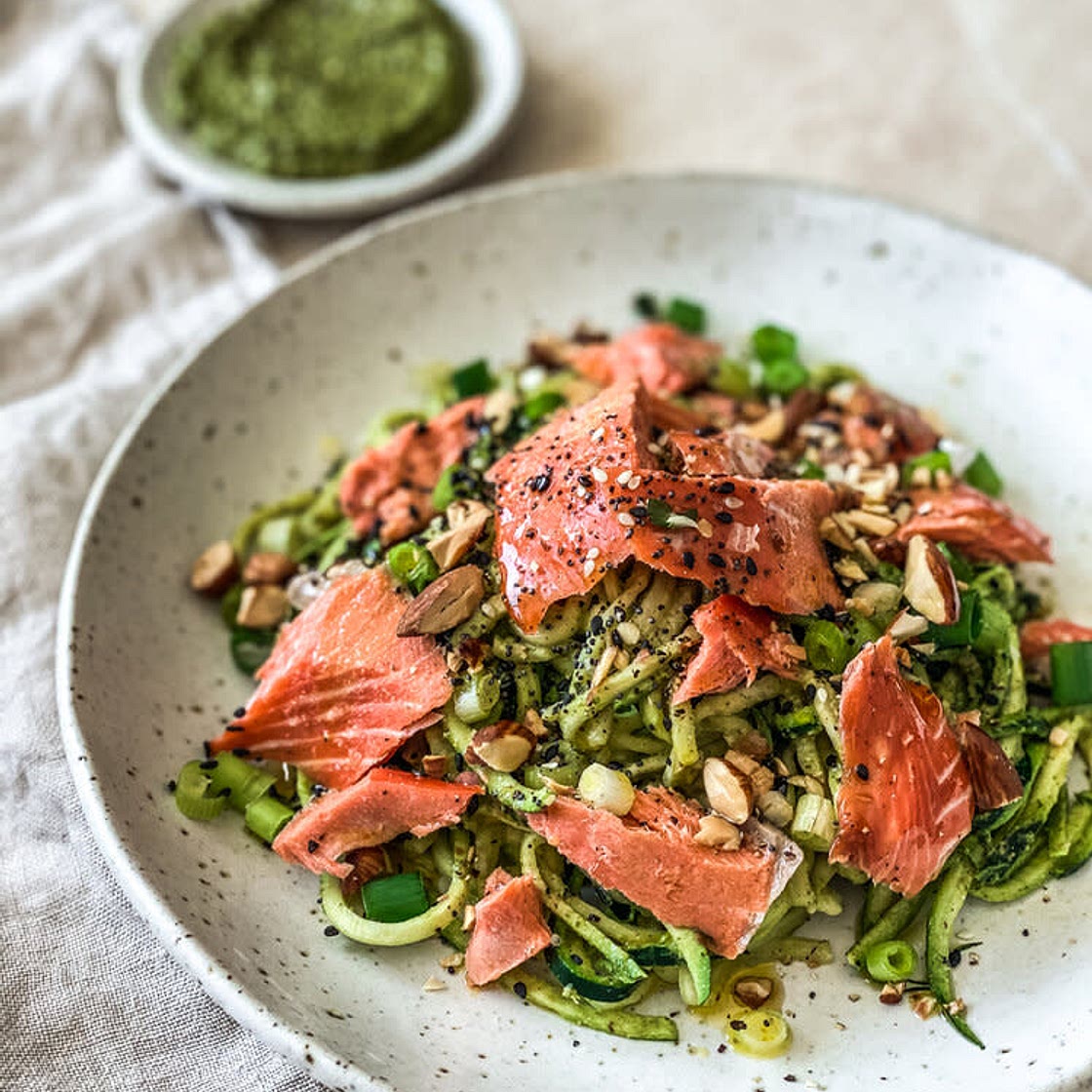 Miso Hemp Salmon Noodles
