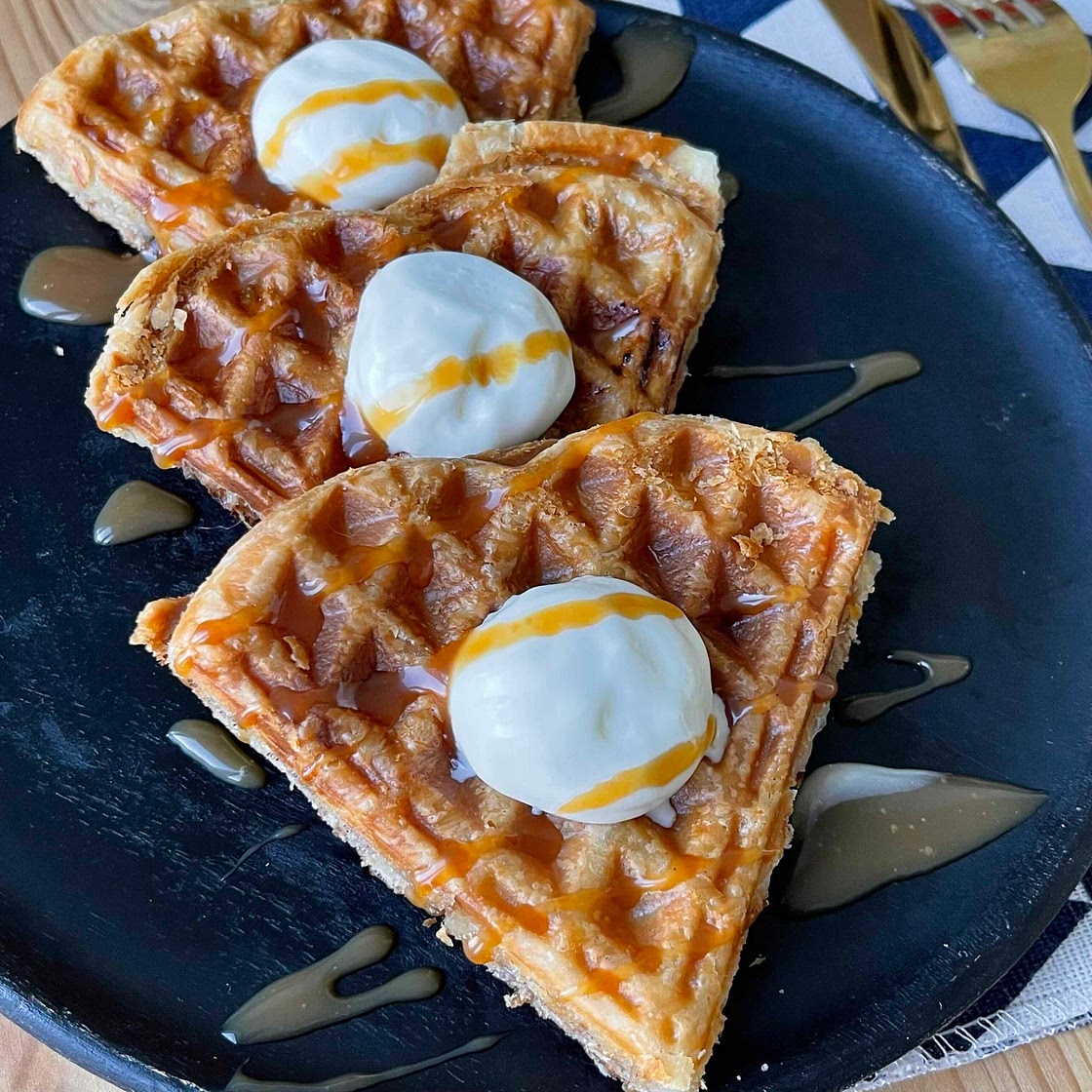 Waffle Maker Salted Caramel Apple Pie