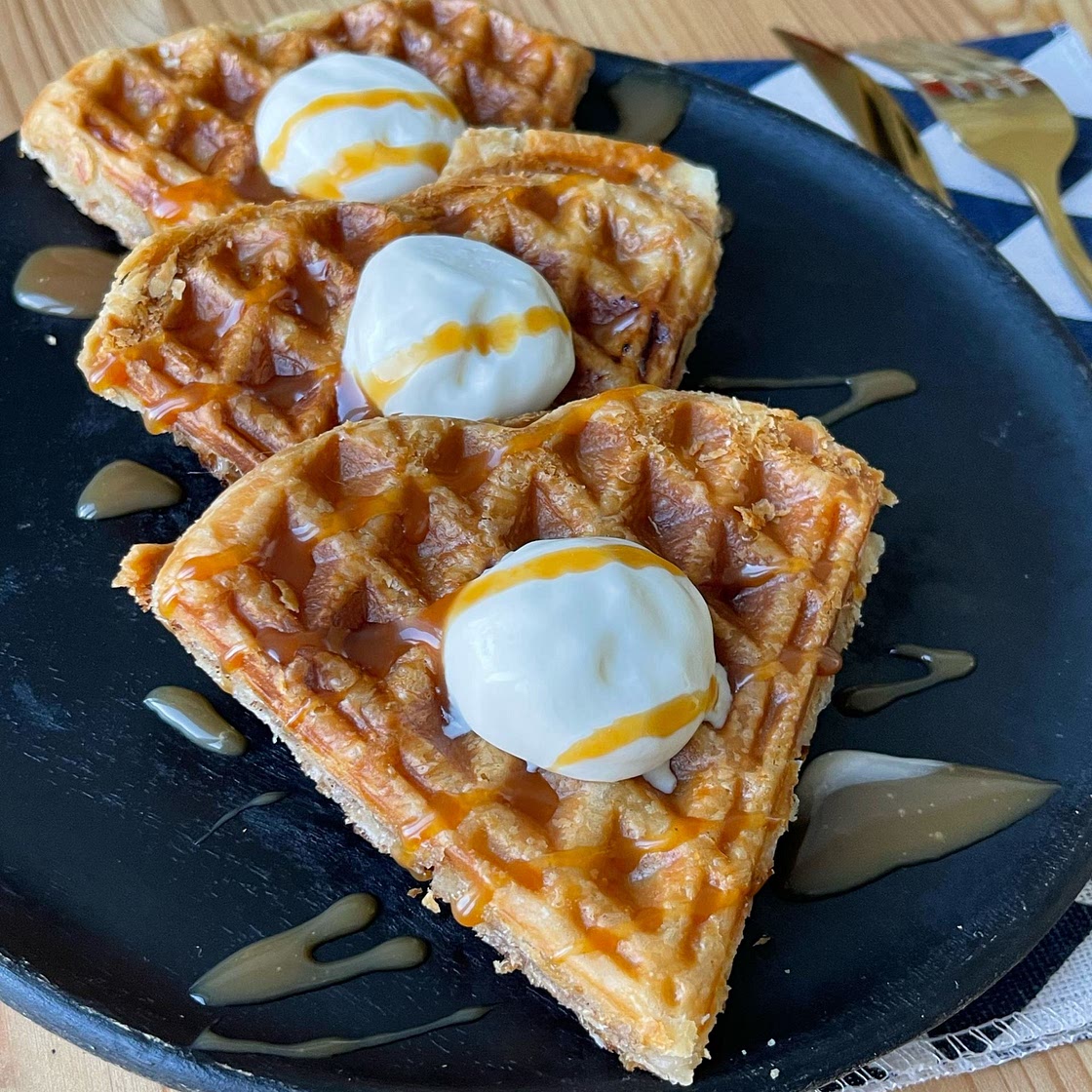 Waffle Maker Salted Caramel Apple Pie