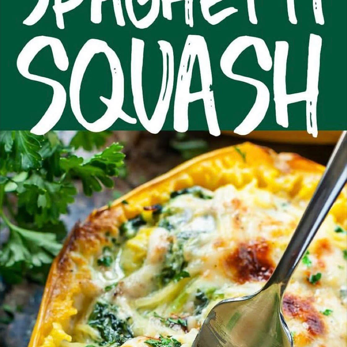 Garlic Parmesan spinach spaghetti squash