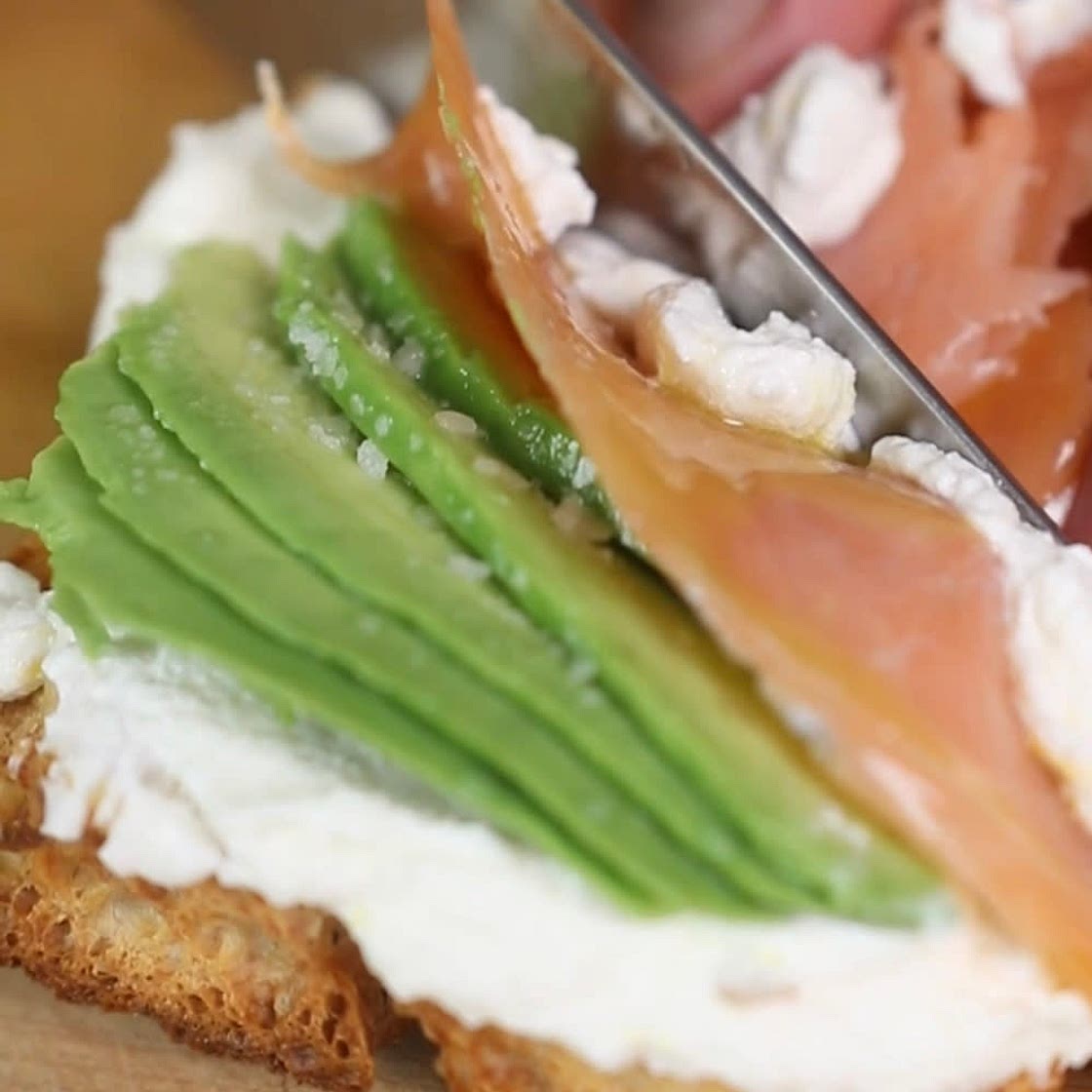 Avocado, Smoked Salmon and Avocado crostino