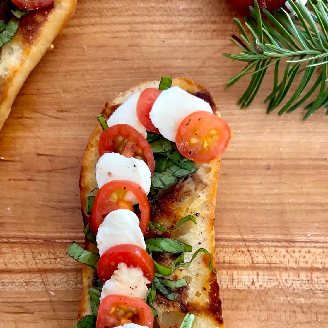 Candy Cane Caprese Toast
