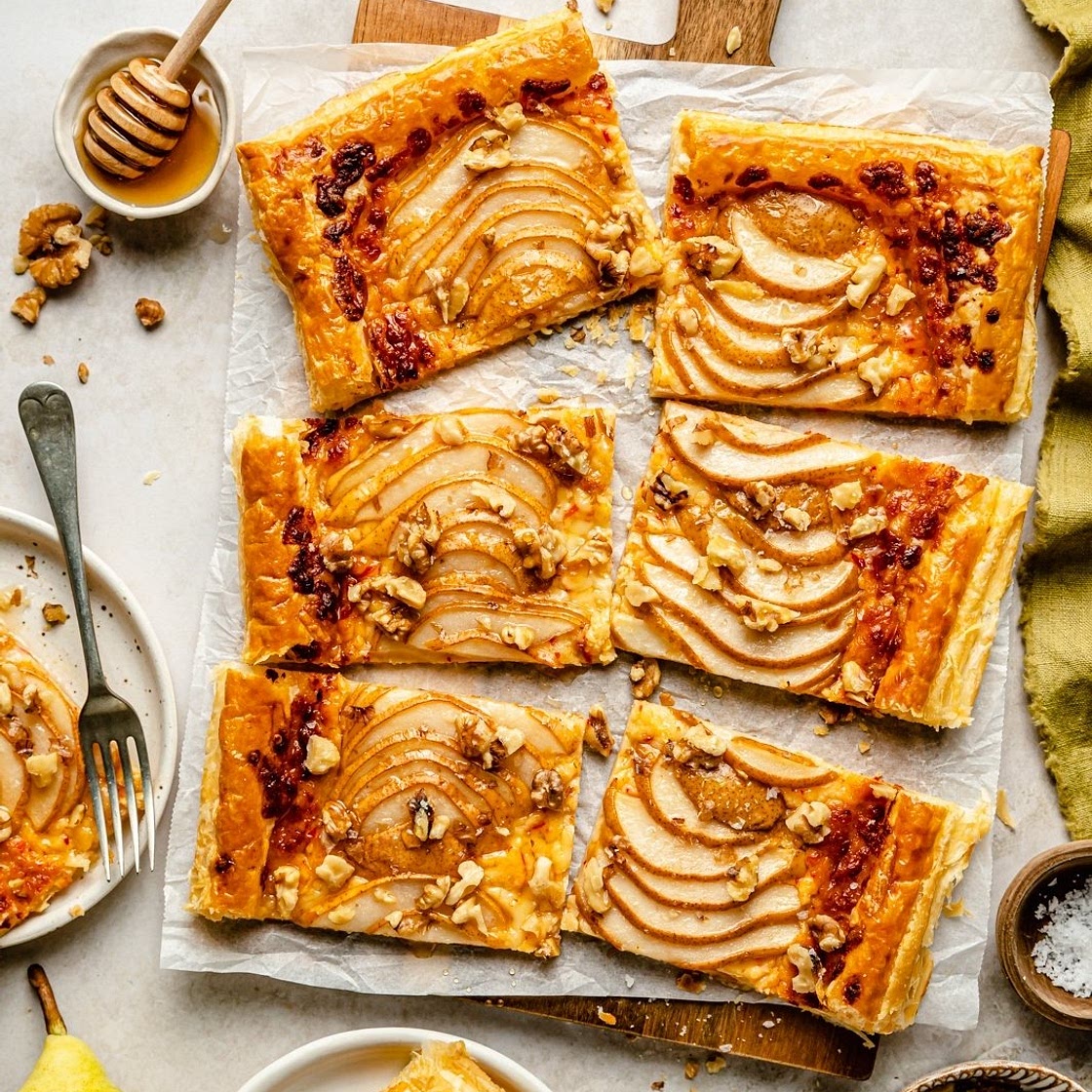 Pear, Walnut & Cheddar Puff Pastry Tart
