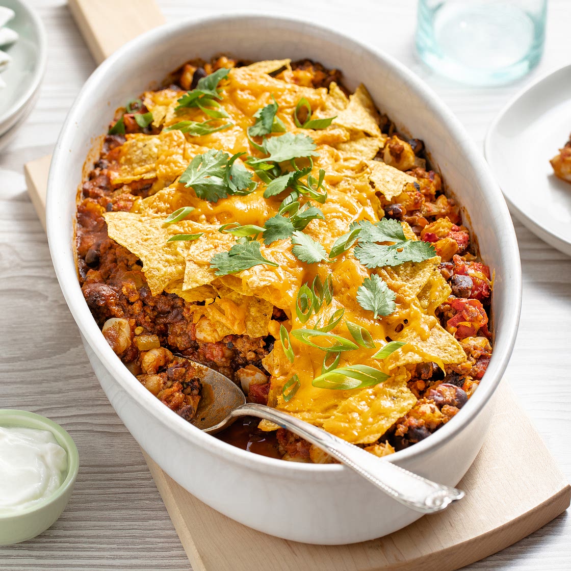 Beef & Black Bean Nacho Casserole