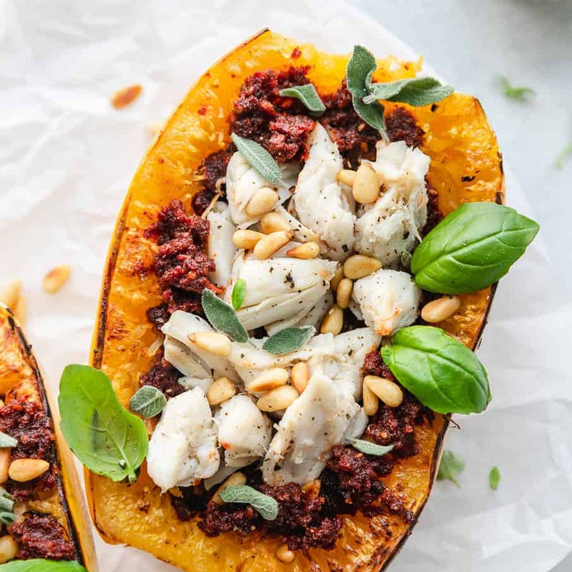 Spaghetti Squash and Crab Boats