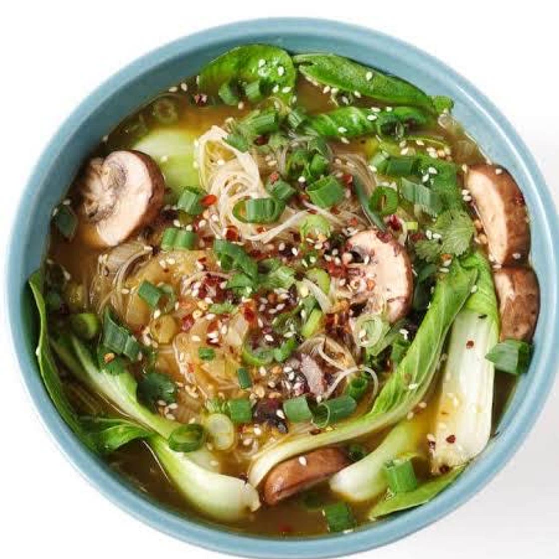 Ginger Garlic Noodle Soup with Bok Choy and Tofu
