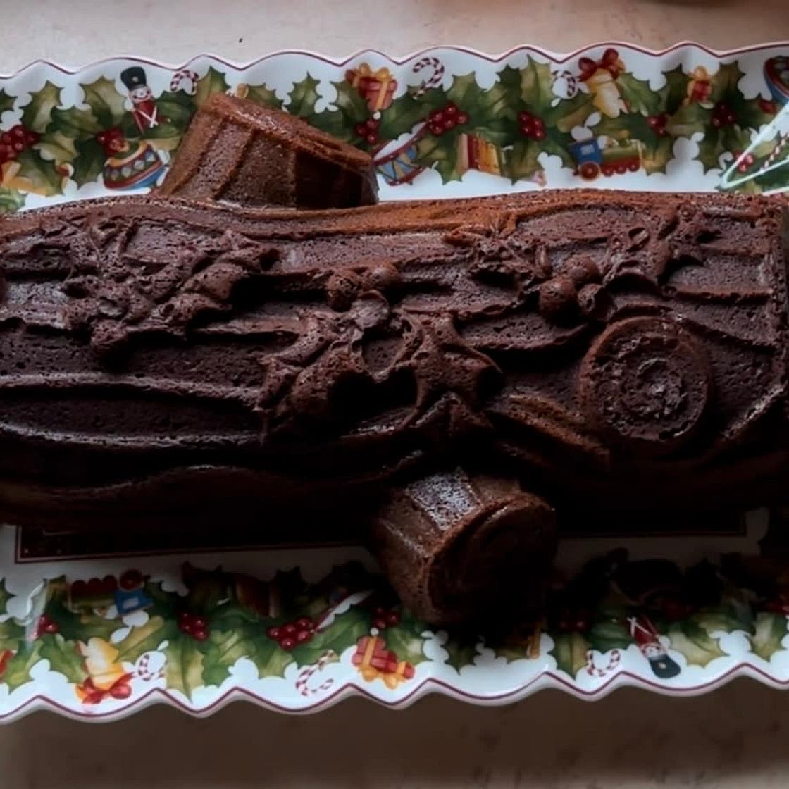 Marble yule log cake 🤍❄️