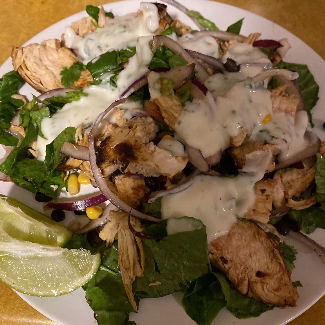 Mexican Inspired Grilled Chicken Salad with Creamy Honey Lime Dressing Recipe