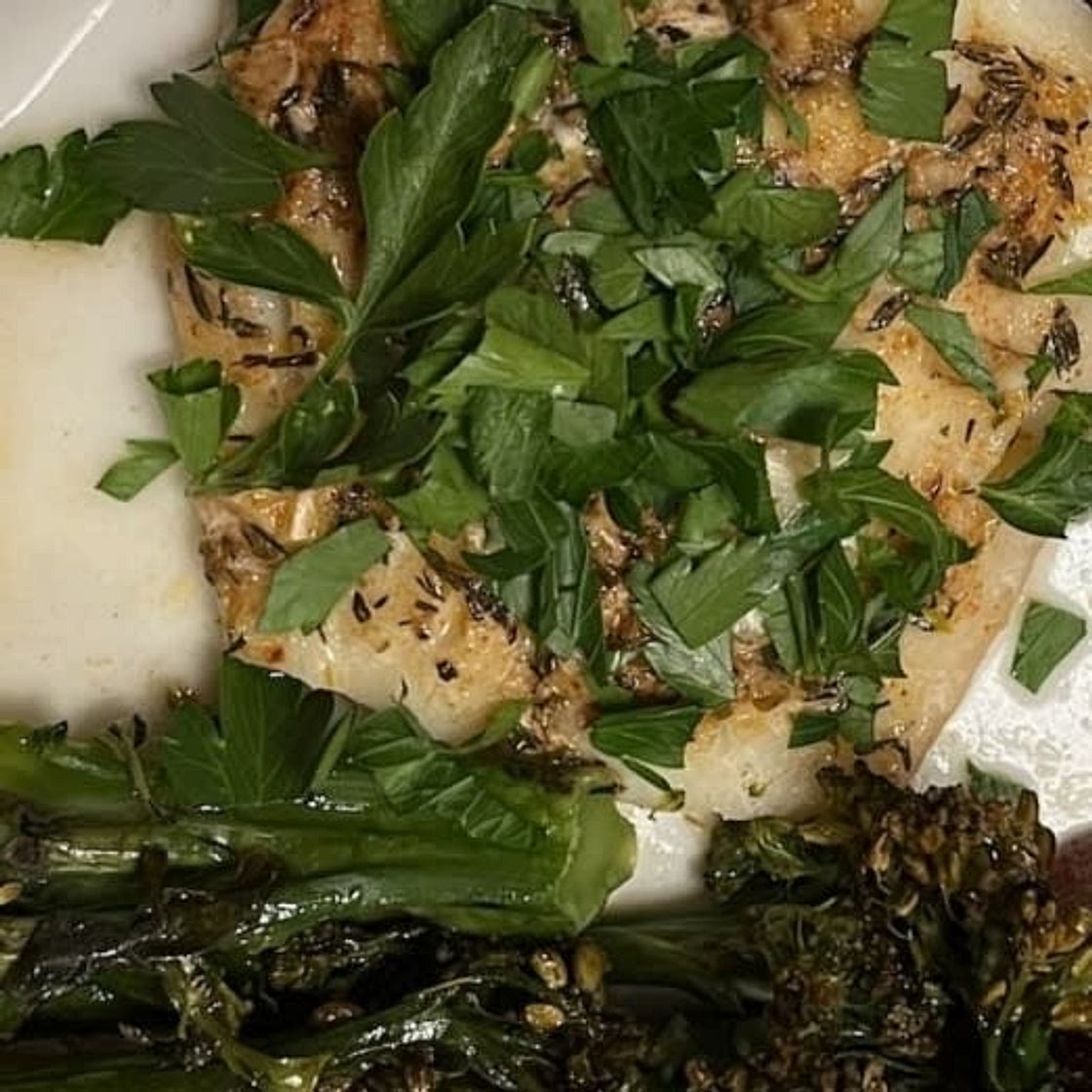 Sheet Pan Cajun Butter Cod with Broccoli