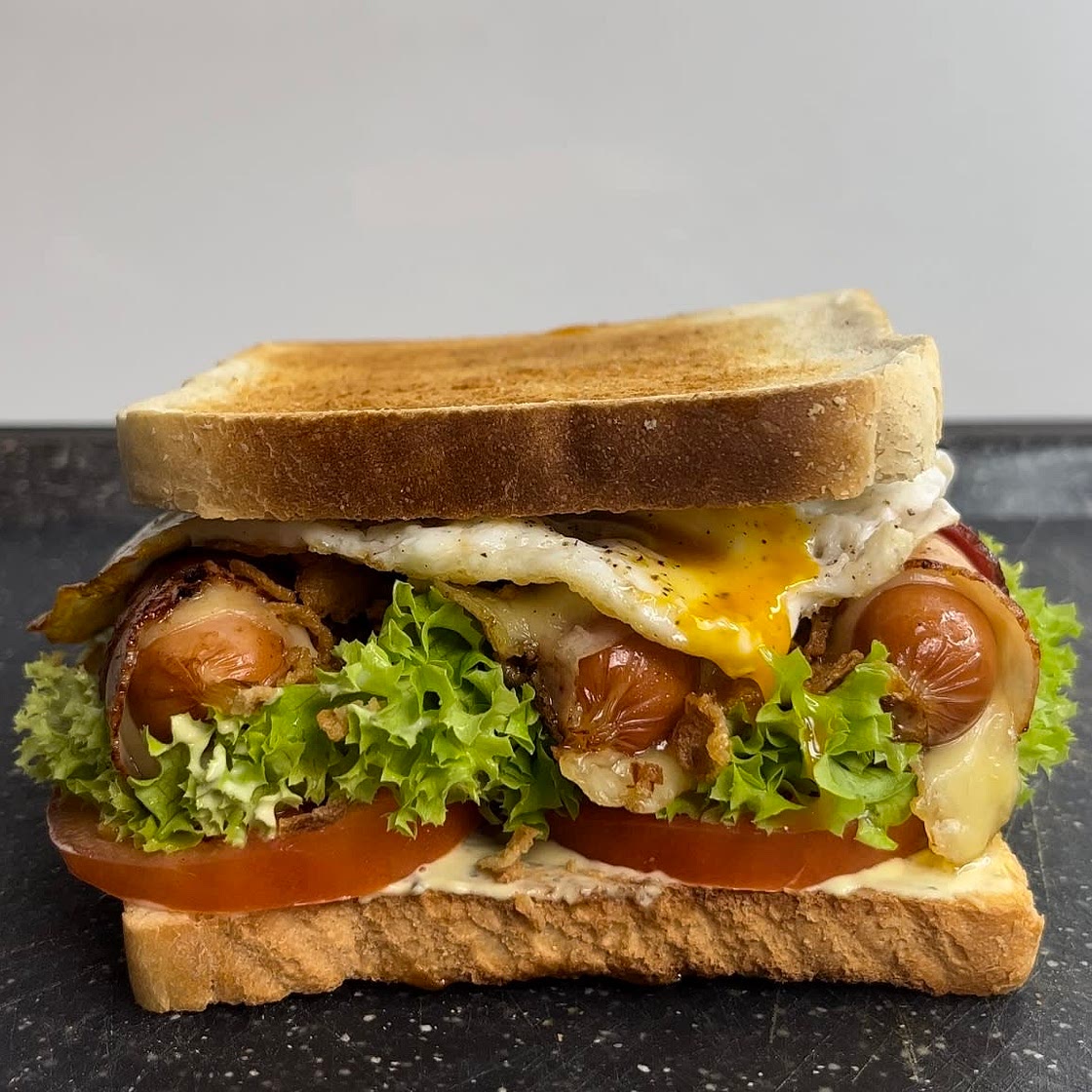 Wrapped sauasage sandwich