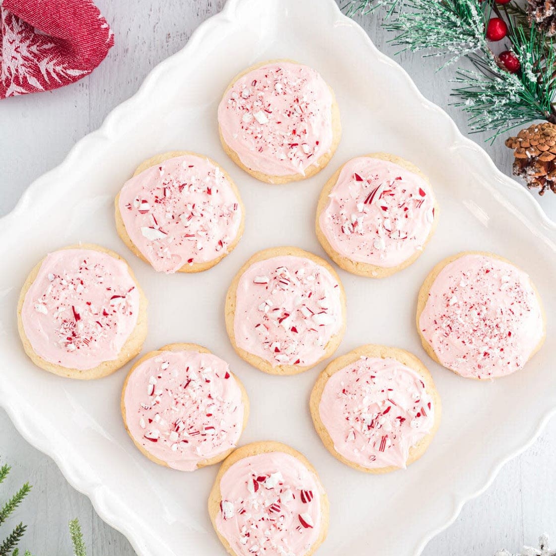 Peppermint Cookies with Peppermint Cream Cheese Frosting