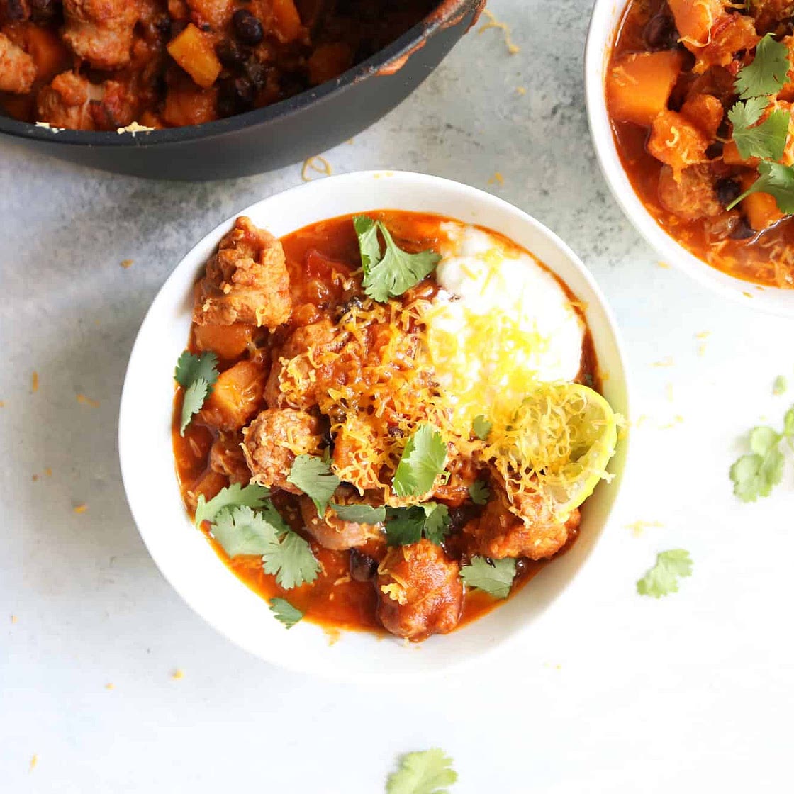 Butternut Squash Black Bean Sausage Chili