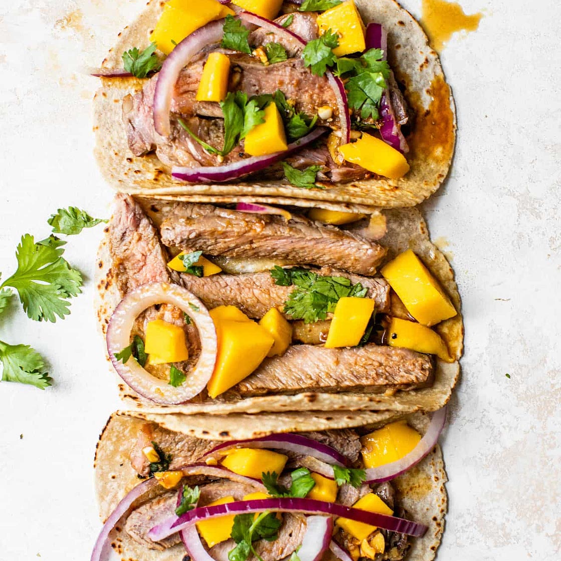 Pan Seared Steak and Mango Tacos
