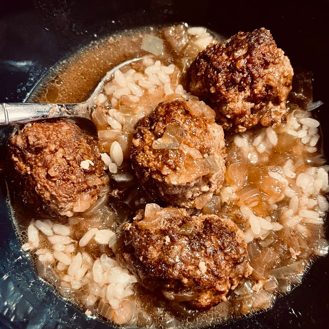 Meatball Rice and Gravy