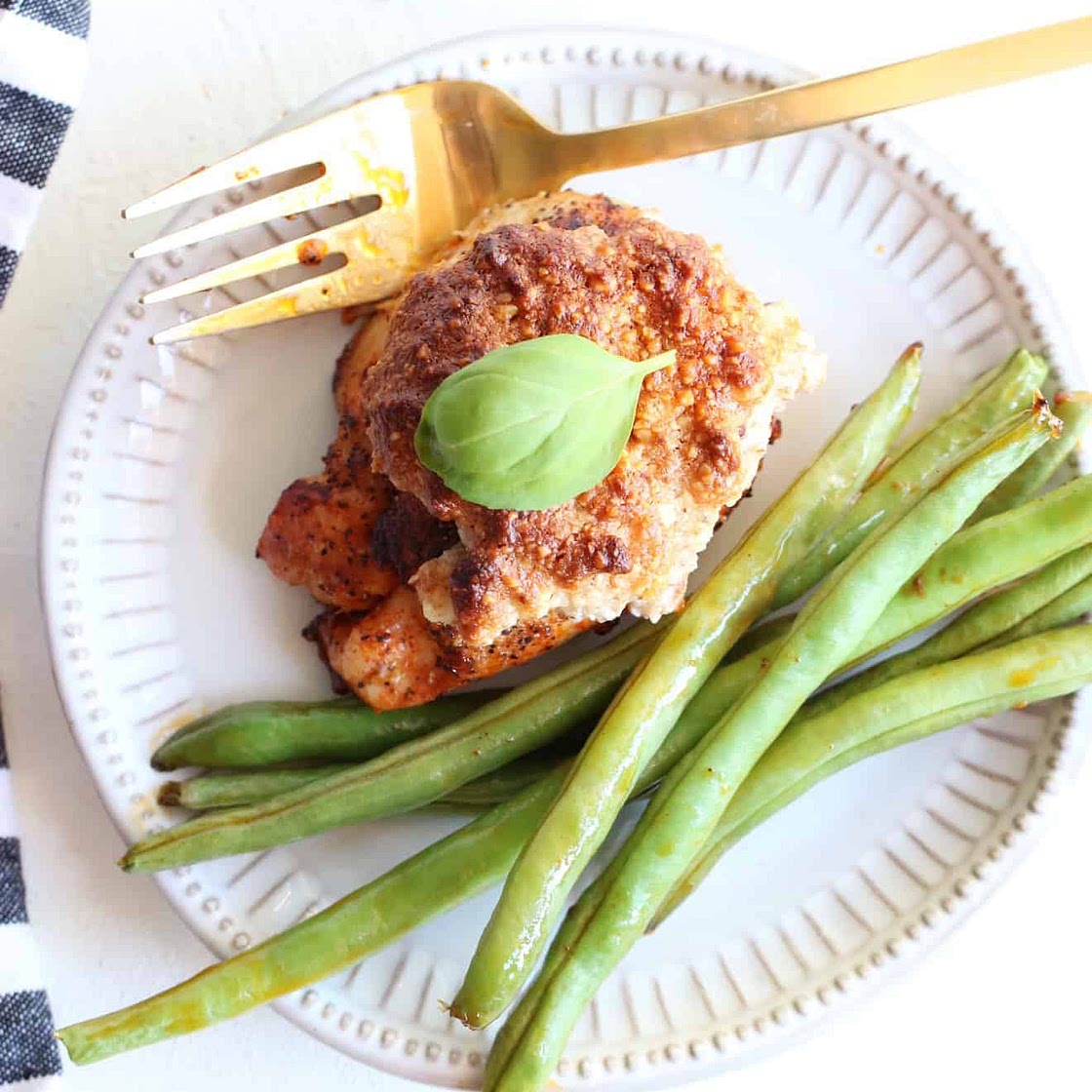 One Skillet Sweet Almond Chicken + Green Beans