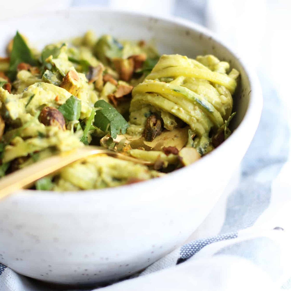 Avocado Pistachio Pesto with Zoodles