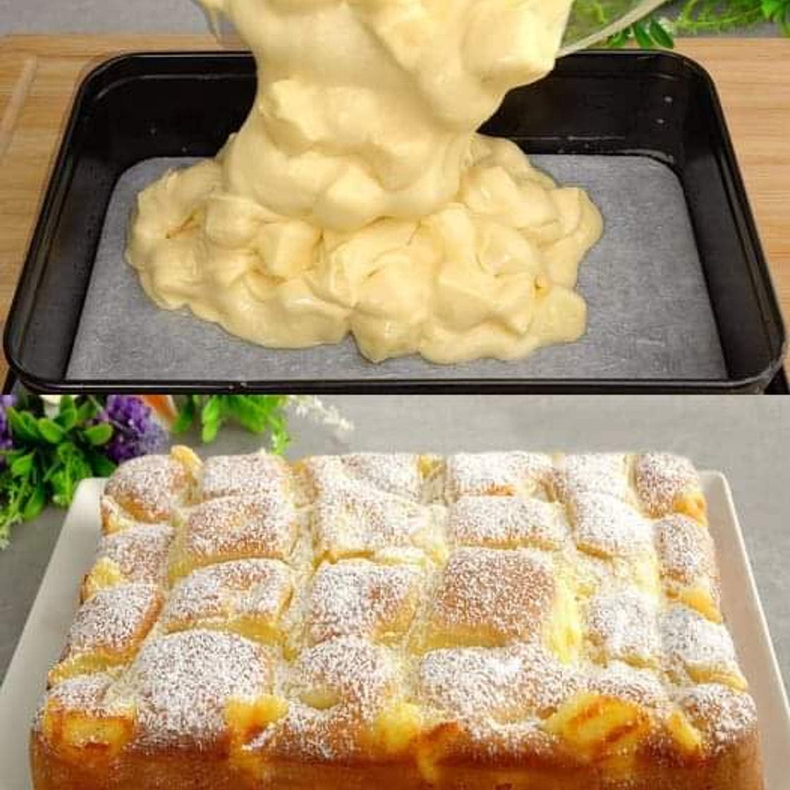 Apfelkuchen mit Vanillepudding