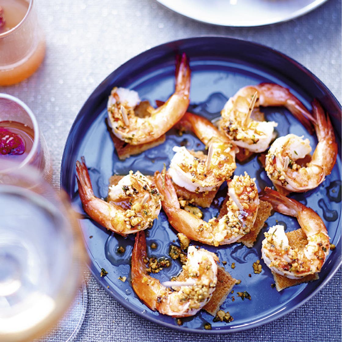 Toasts de crevettes et cajous