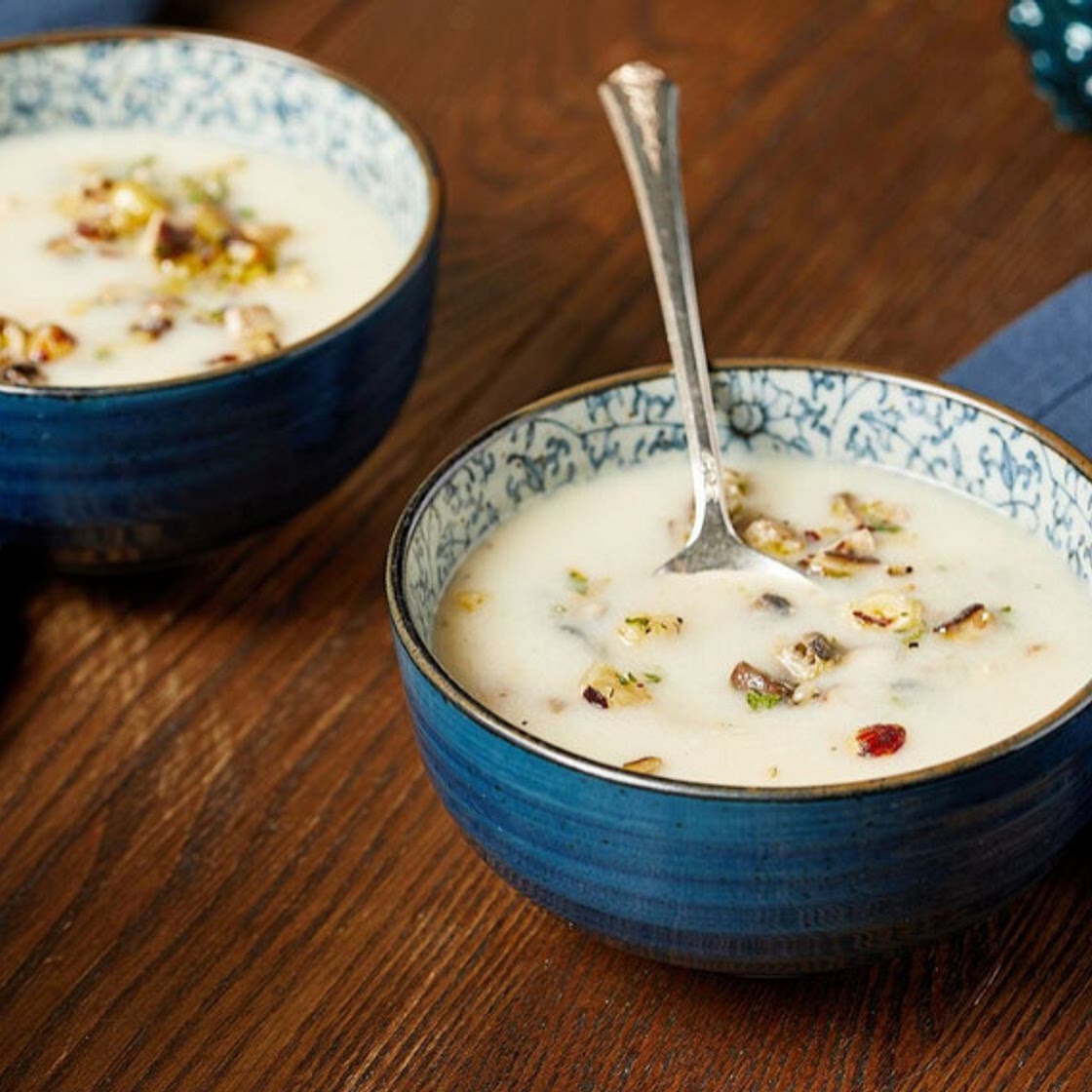 Creamy Cauliflower Soup With Mushroom and Hazelnut Topping - Ellie Krieger