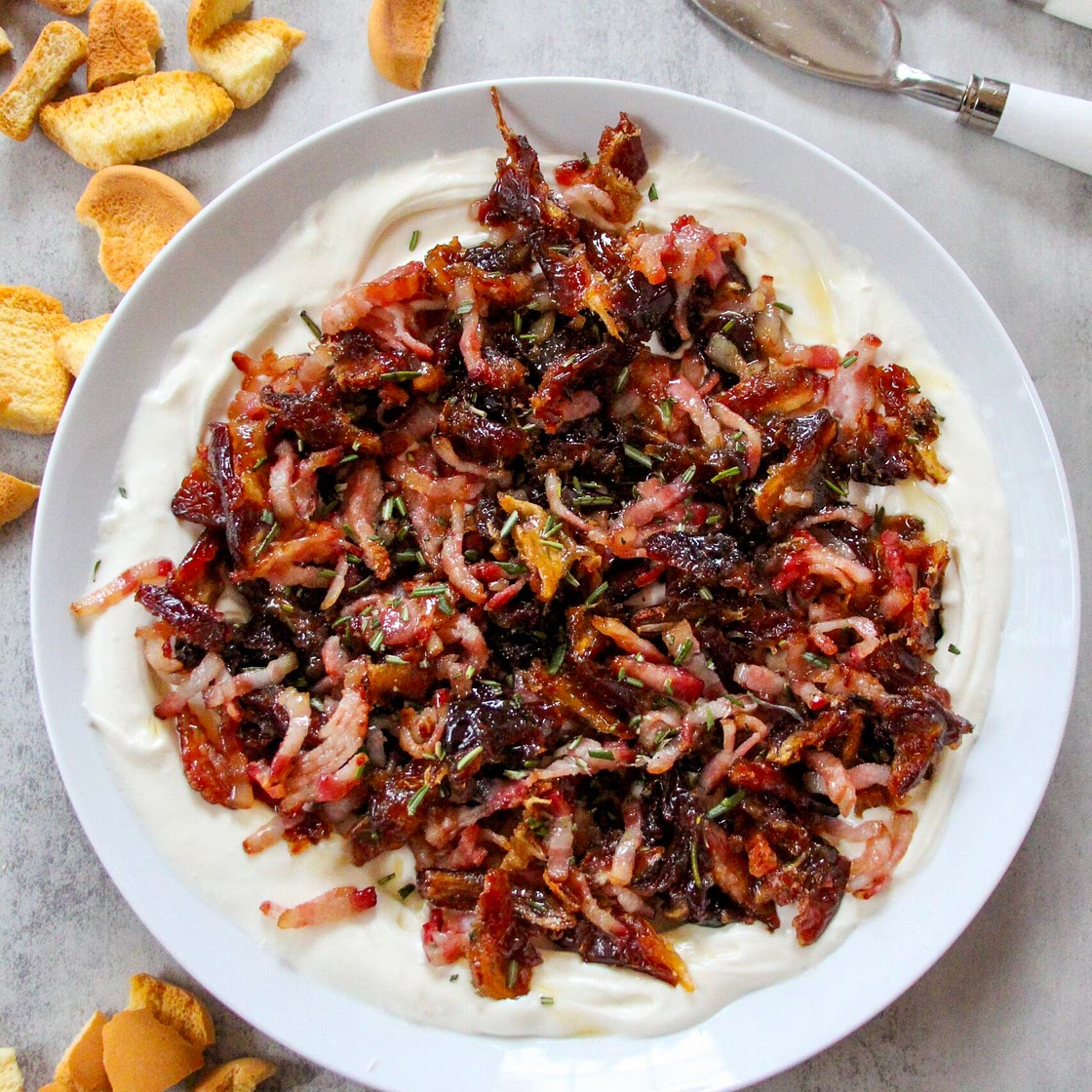 Whipped Goat Cheese with Bacon and Dates
