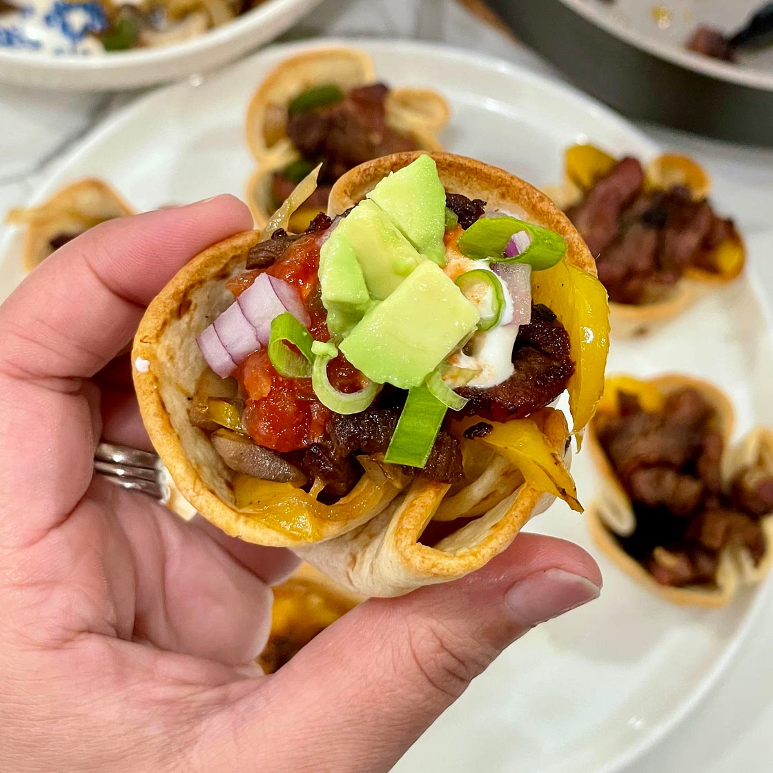 Steak fajita cups