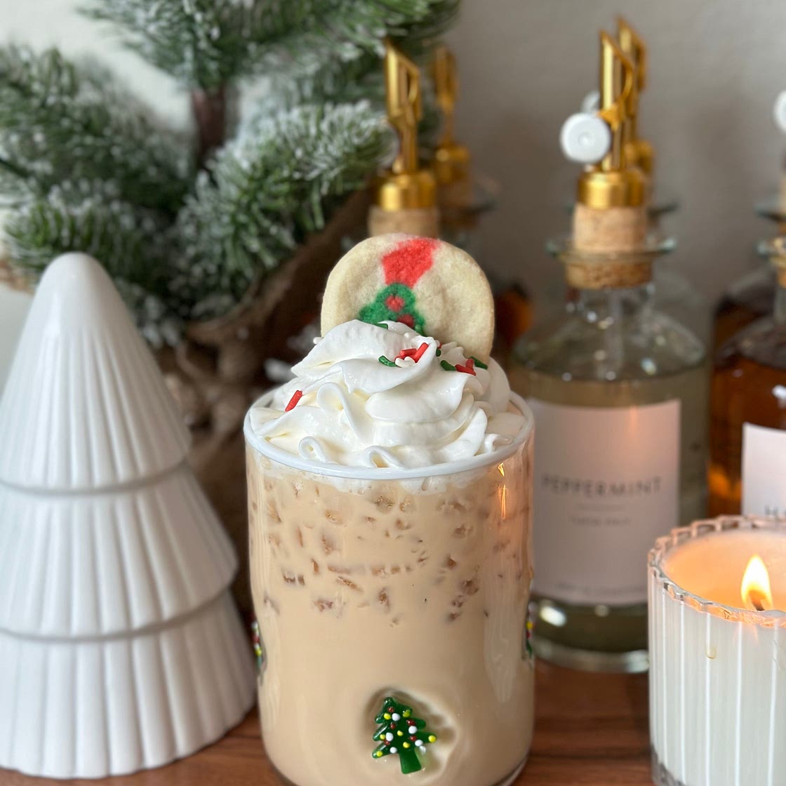 Christmas Tree Cookie Iced Latte