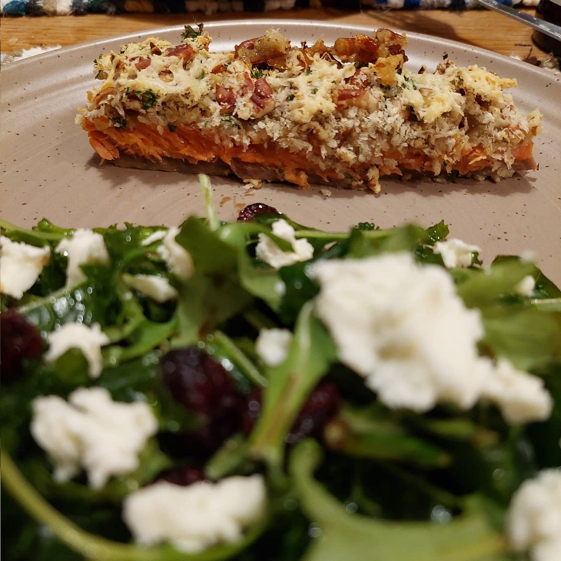 Baked Salmon with Honey Mustard & Pecan-Panko Crust