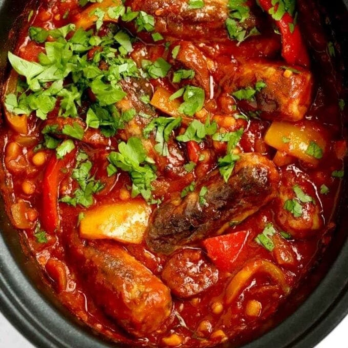 Slow Cooker Sausage Casserole with Chorizo and Beans