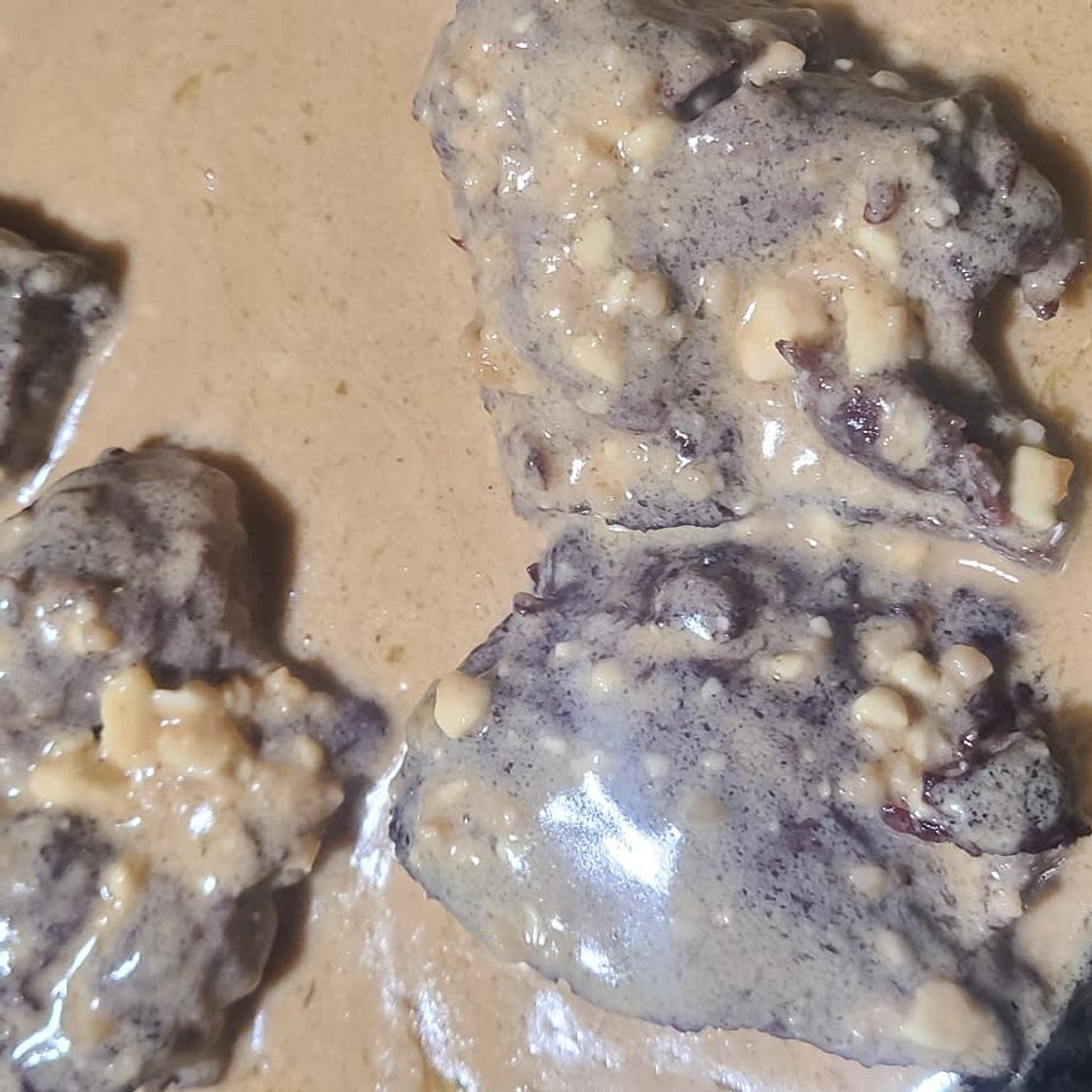 Steak with blue cheese sauce