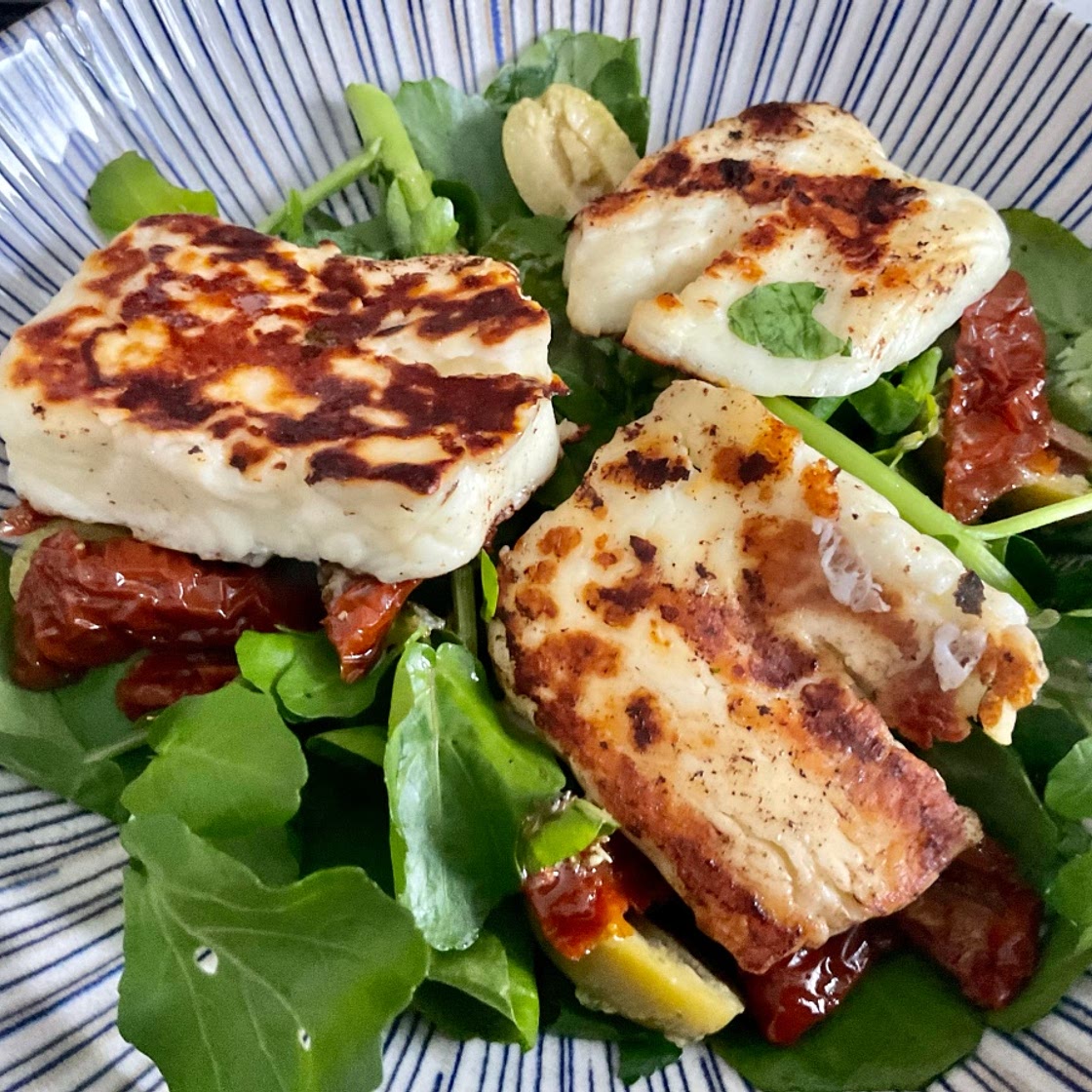 Mediterranean Halloumi Salad and Herb Dressing