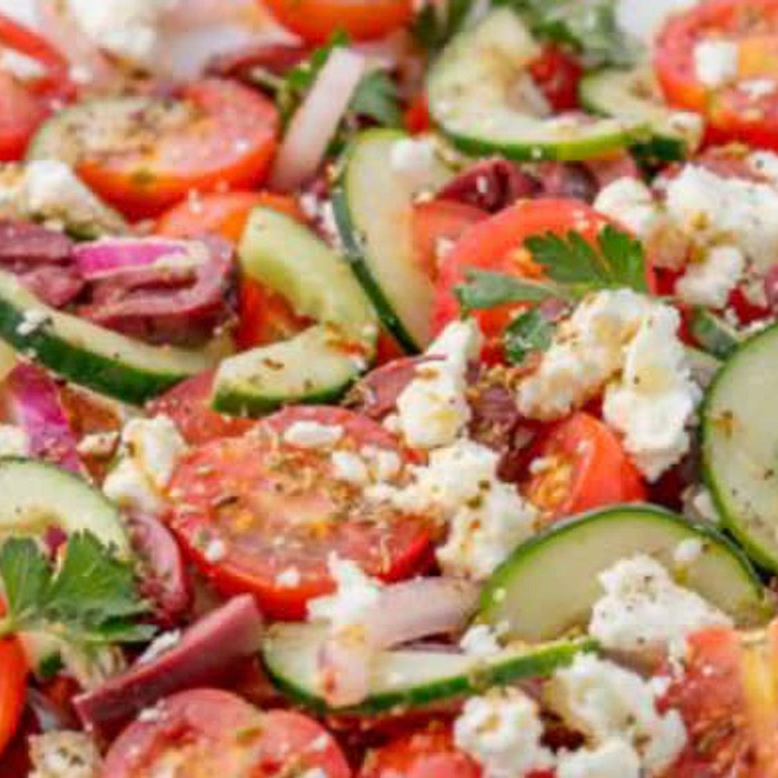 Greek salad with avocado 