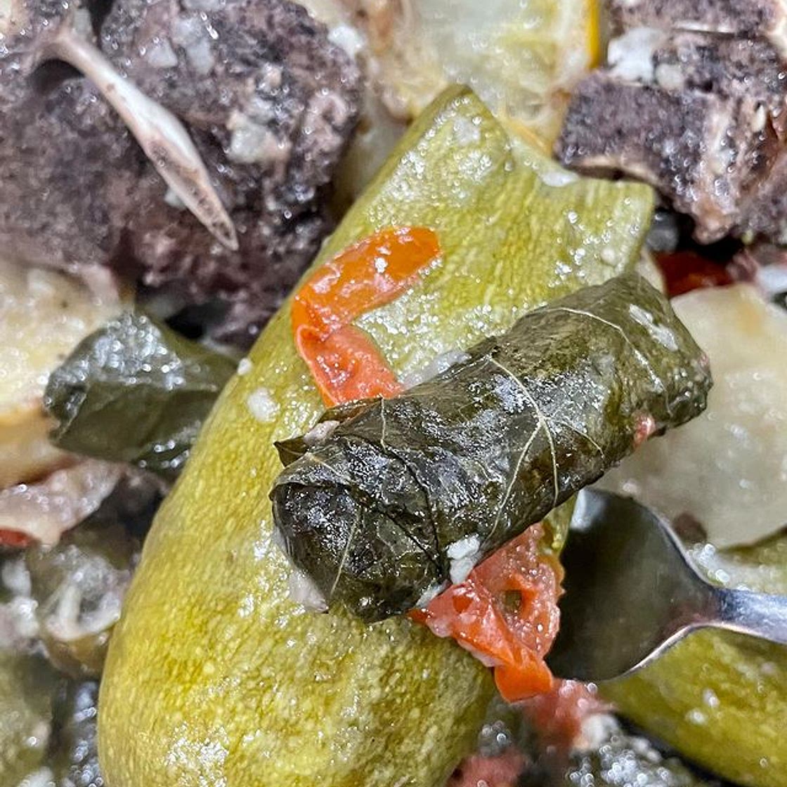 Stuffed Grape leaves &amp; squash with lamb