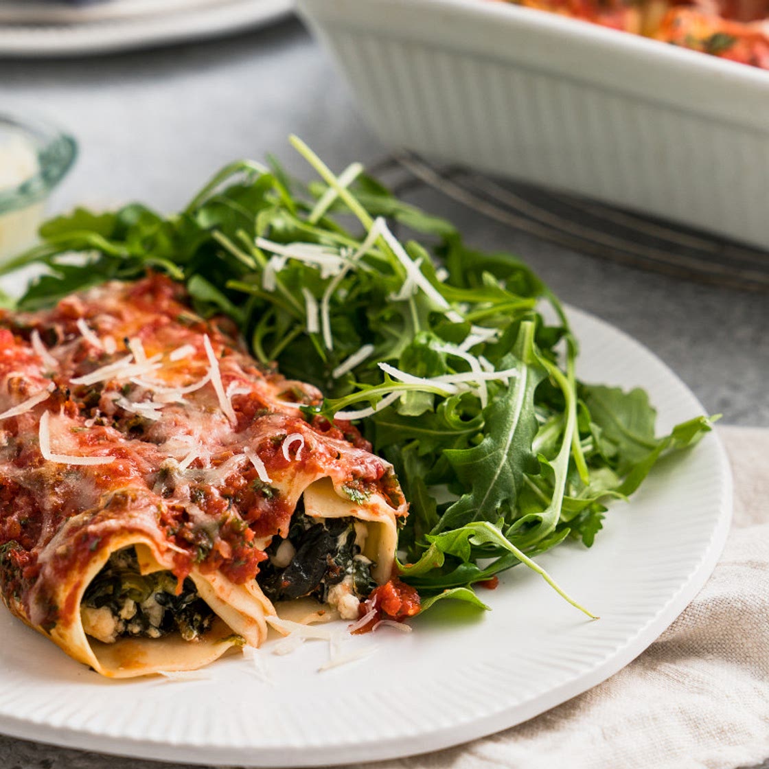 Spinach and feta cannelloni