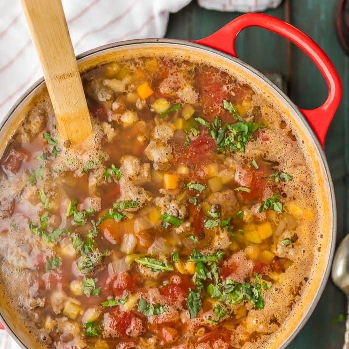 Carrabas Sausage lentil soup